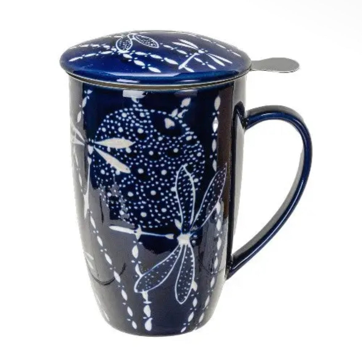 Dragonfly tea mug with infuser