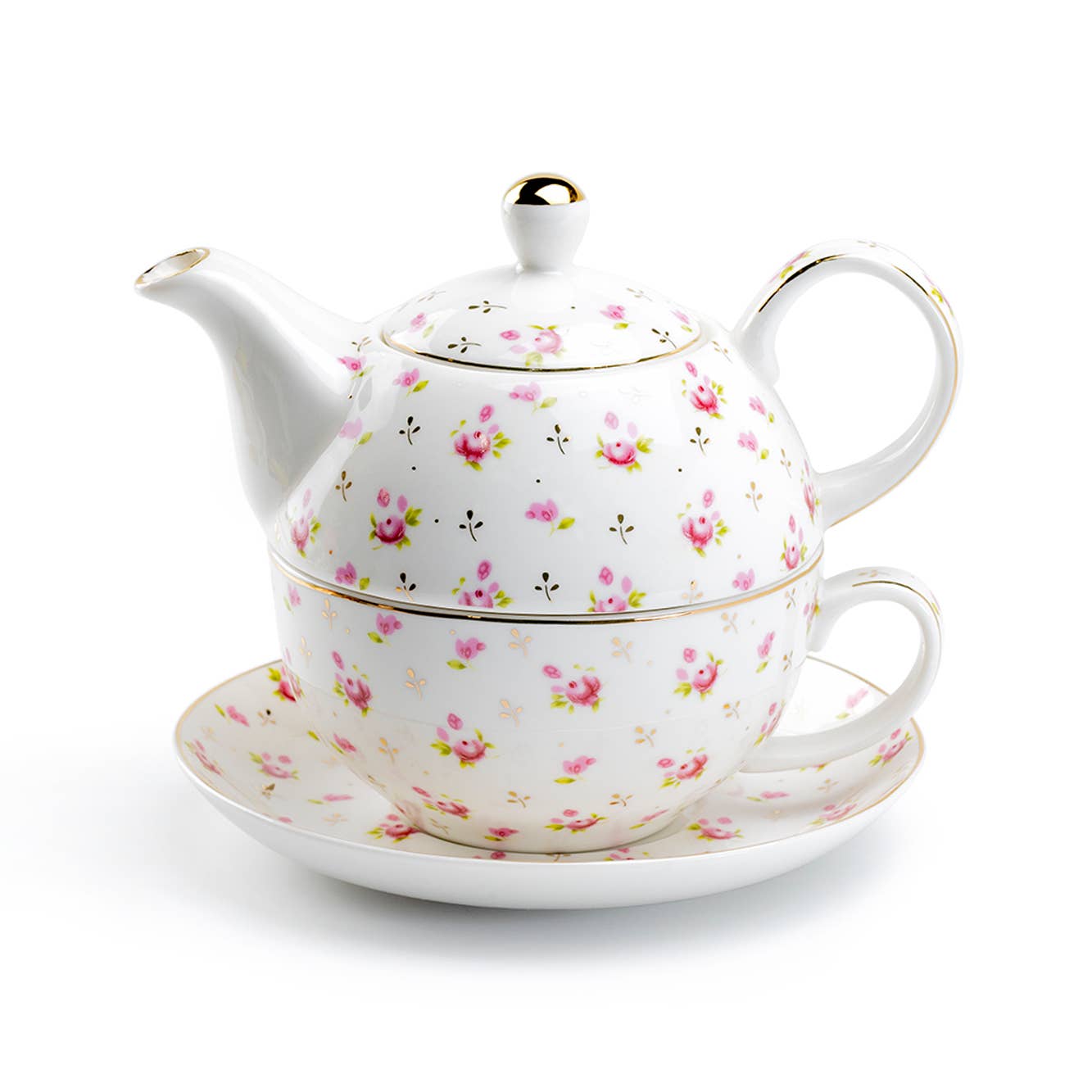 Rose Bud FIne Porcelain Tea for One Set