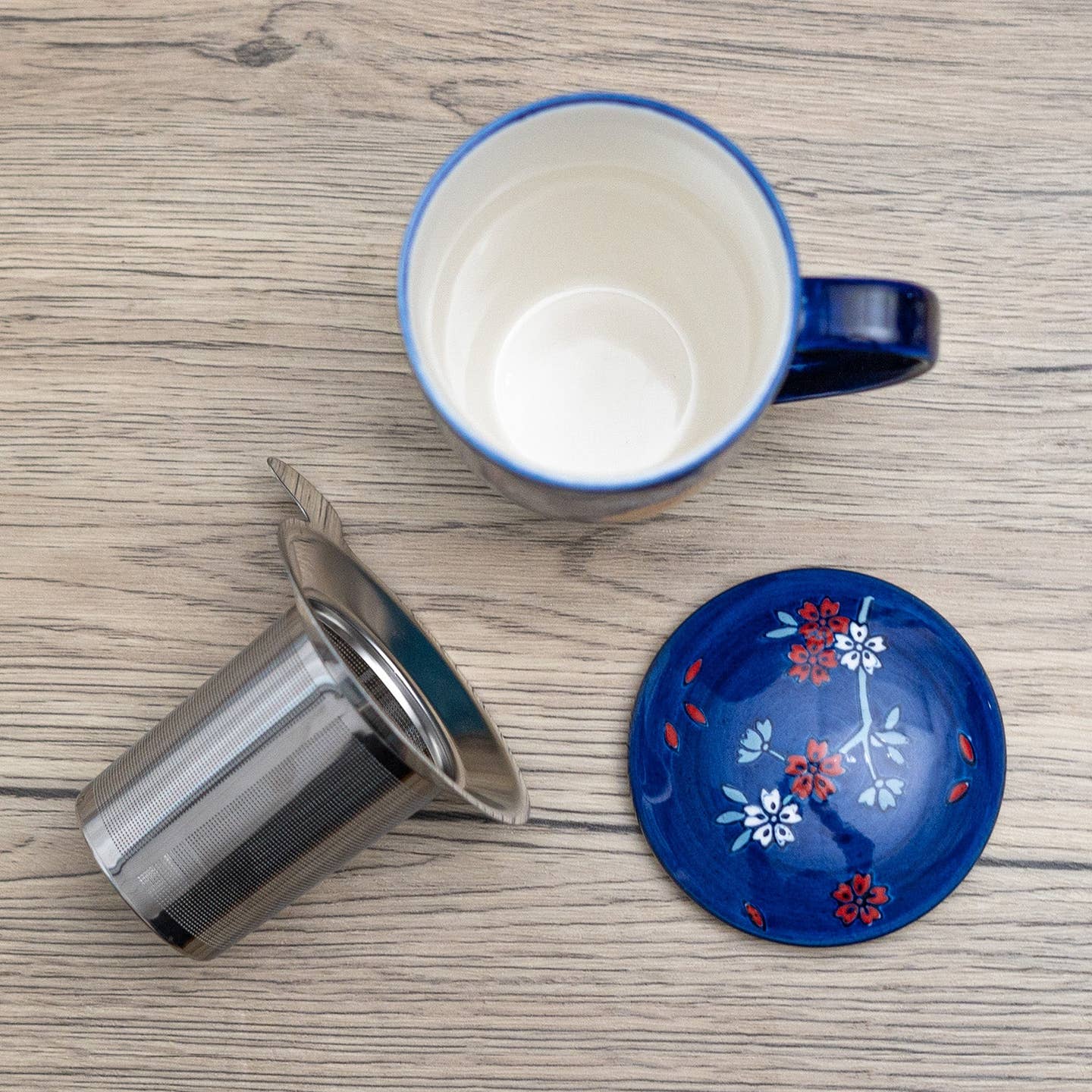Mount Fuji design Mug with Infuser and Lid