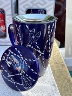 Dragonfly tea mug with infuser