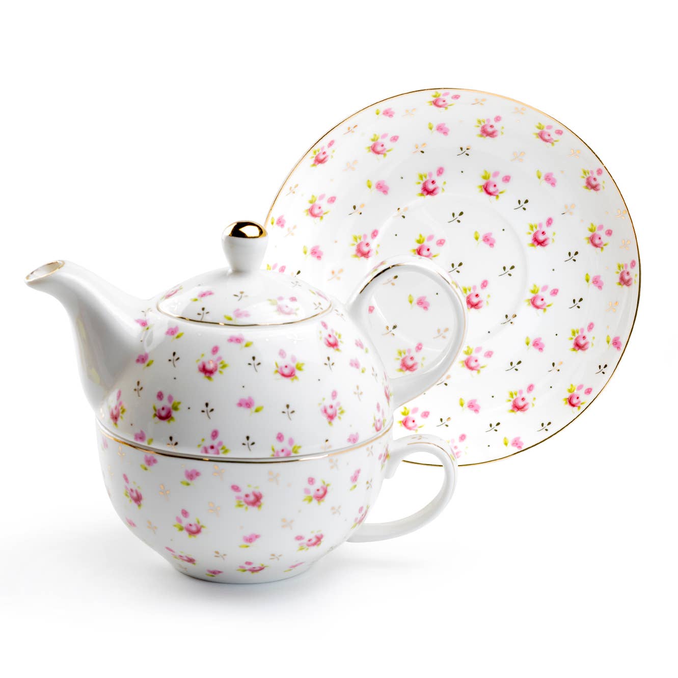 Rose Bud FIne Porcelain Tea for One Set