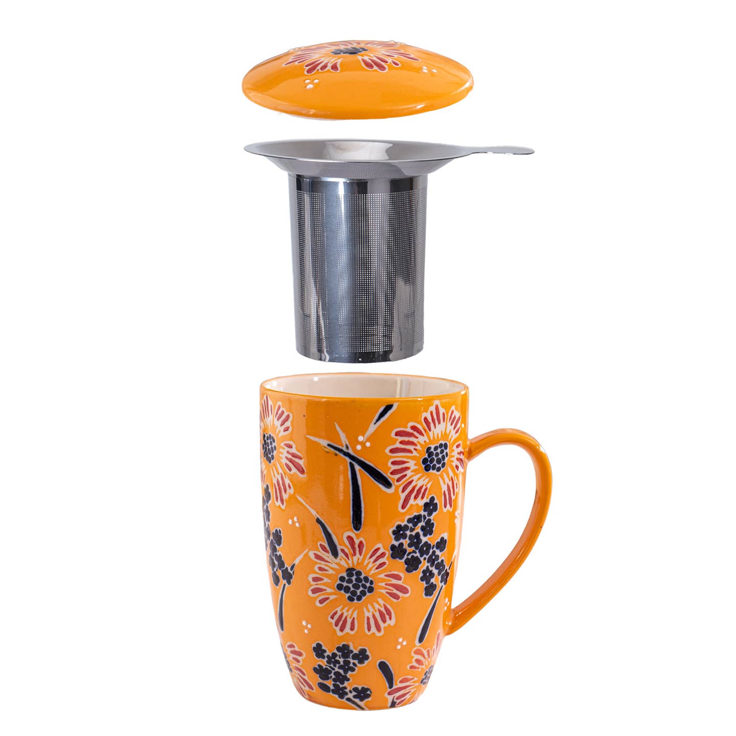 Yellow Design Mug with Infuser and Lid 15oz
