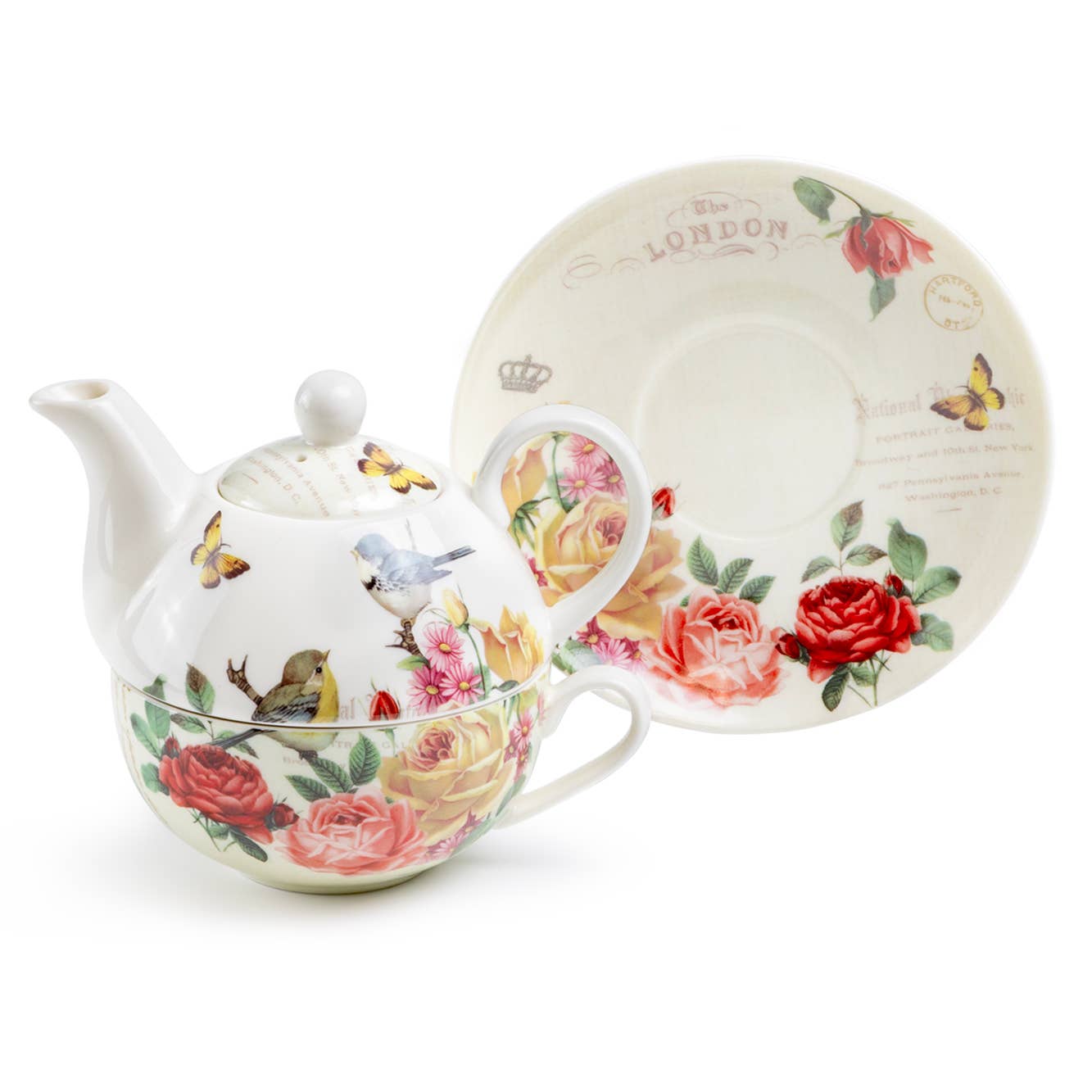 Yellow Rose Garden FIne Porcelain Tea Set for One